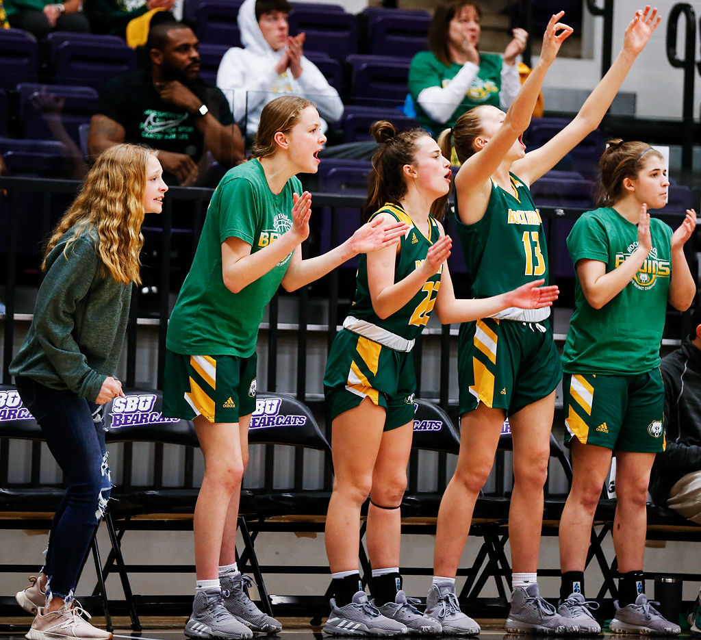 Rock Bridge high school players cheer